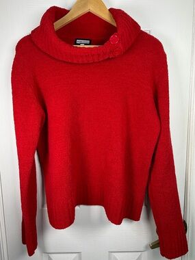 Studio London Red Cowl Neck Sweater Women's Large Cozy Knit Quiet Luxury